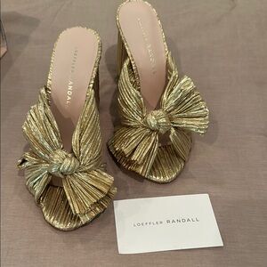 Loeffler Randall Penny Knotted Gold Metallic Heels